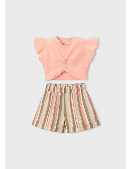 Conj. short rayas - Mandarina 