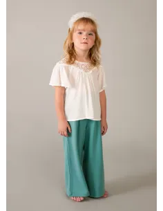 Pantalon largo punto roma - Menta     