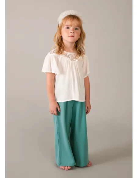 Pantalon largo punto roma - Menta     