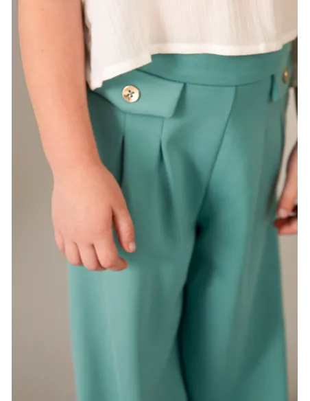 Pantalon largo punto roma - Menta     