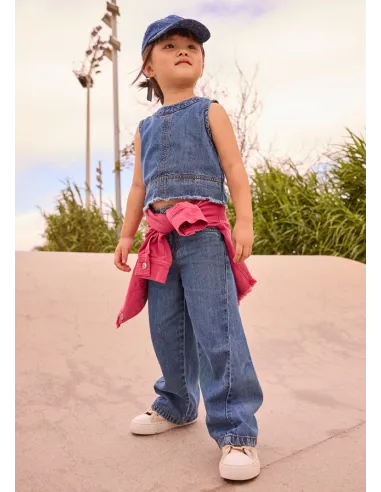 Pantalon largo denim fluido - Oscuro    