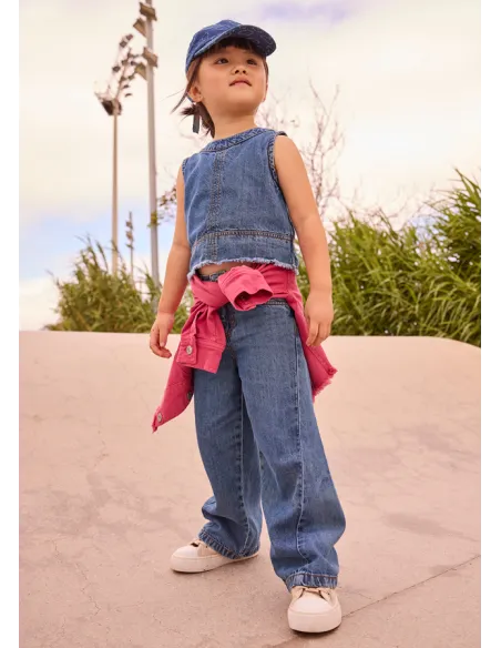 Pantalon largo denim fluido - Oscuro    