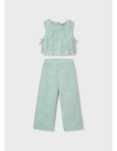 Conj. pantalon largo bordado - Lago      
