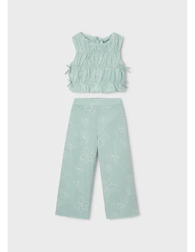 Conj. pantalon largo bordado - Lago      