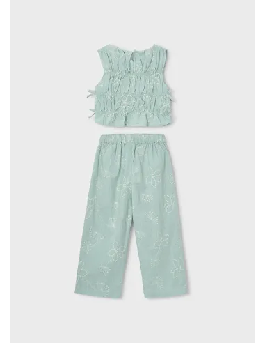 Conj. pantalon largo bordado - Lago      