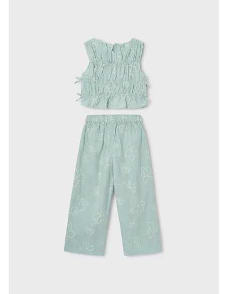 Conj. pantalon largo bordado - Lago      