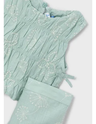 Conj. pantalon largo bordado - Lago      