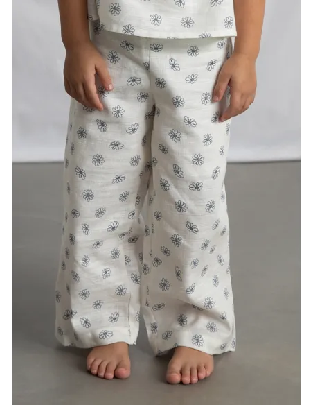 Conj. pantalon largo estampad - Hueso     