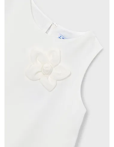 Vestido crepe flores - Crudo     