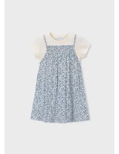 Vestido combinado - Celeste   