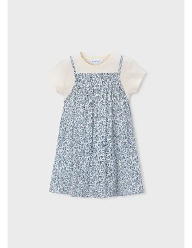 Vestido combinado - Celeste   