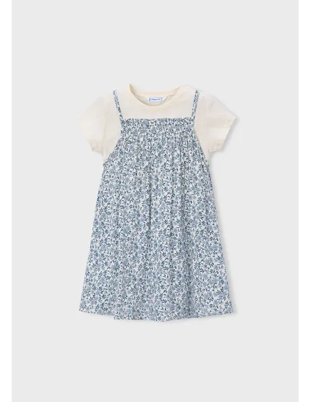 Vestido combinado - Celeste   