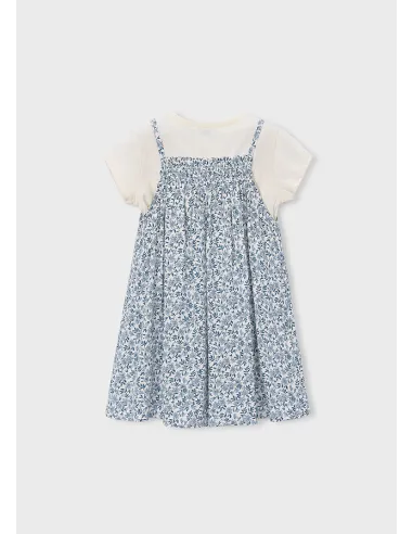 Vestido combinado - Celeste   