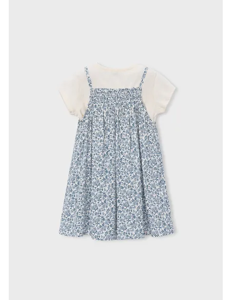 Vestido combinado - Celeste   