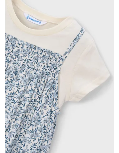 Vestido combinado - Celeste   