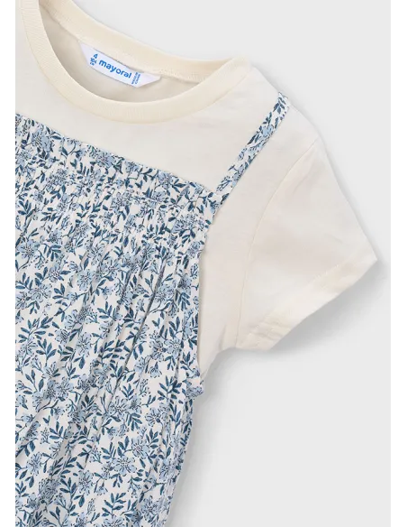 Vestido combinado - Celeste   