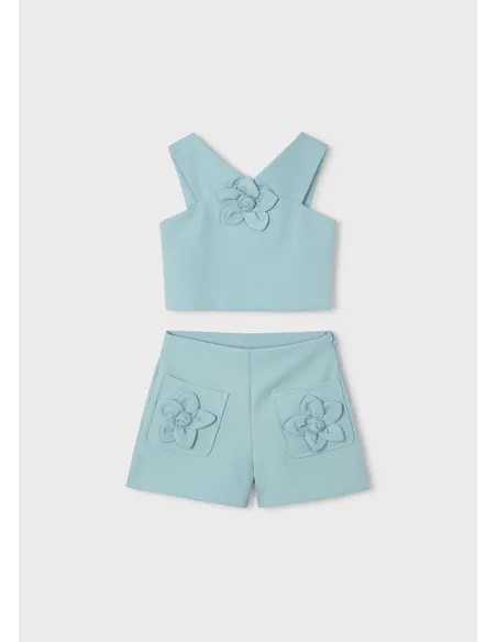 Conj. bermuda crepe flores - Lago      