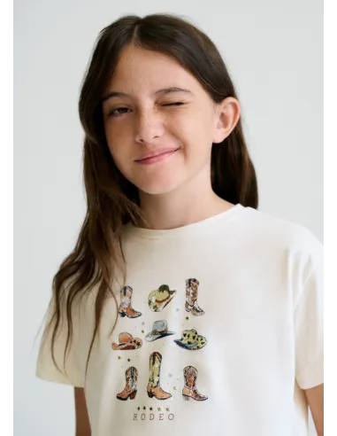 Camiseta m/c grafica - Hueso     