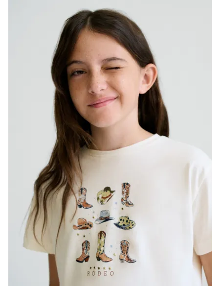 Camiseta m/c grafica - Hueso     