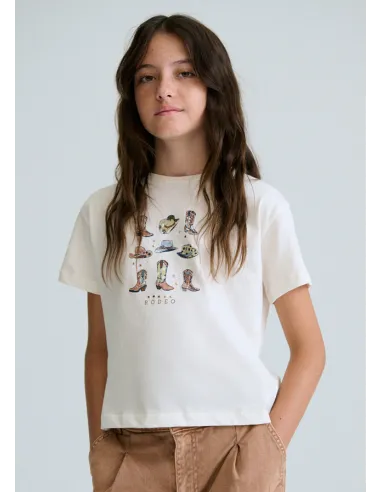 Camiseta m/c grafica - Hueso     