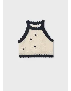 Top tricot flores - Hueso-negr