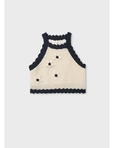 Top tricot flores - Hueso-negr