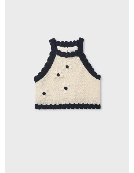 Top tricot flores - Hueso-negr