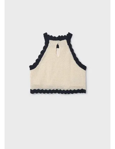 Top tricot flores - Hueso-negr