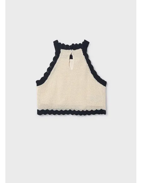 Top tricot flores - Hueso-negr