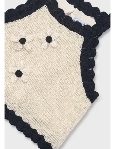Top tricot flores - Hueso-negr