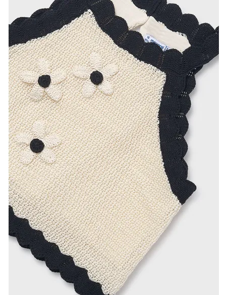 Top tricot flores - Hueso-negr