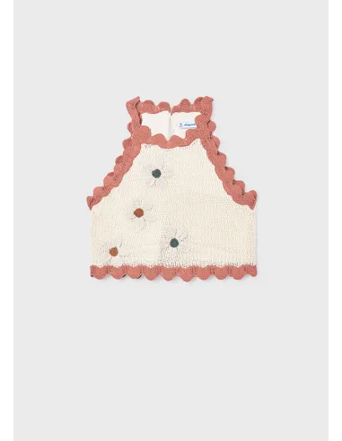 Top tricot flores - Hueso-arci