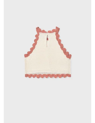 Top tricot flores - Hueso-arci