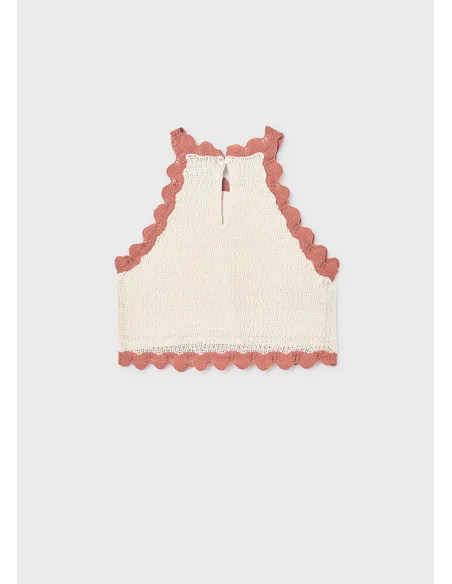 Top tricot flores - Hueso-arci