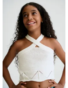 Top tricot cintas halter - Hueso     