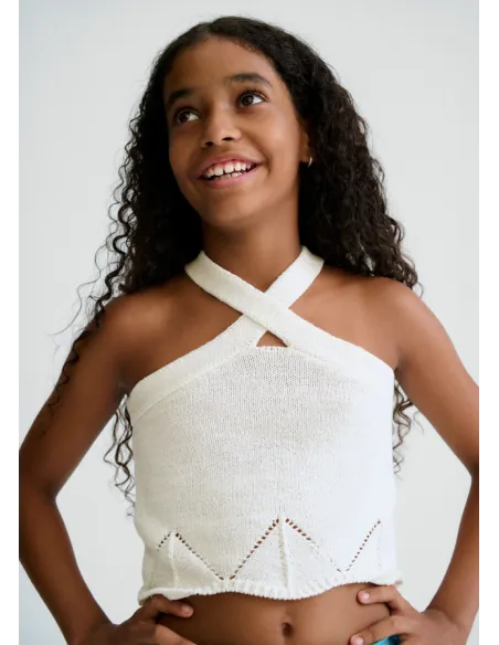 Top tricot cintas halter - Hueso     