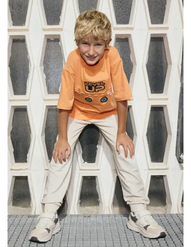 Camiseta m/c embossed - Apricot   