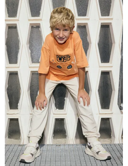 Camiseta m/c embossed - Apricot   