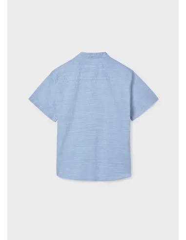 Camisa m/c cuello mao - Celeste   