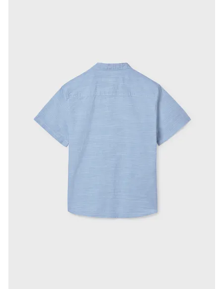 Camisa m/c cuello mao - Celeste   