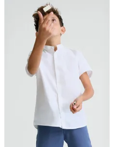 Camisa m/c cuello mao - Blanco    