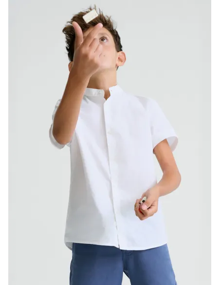 Camisa m/c cuello mao - Blanco    