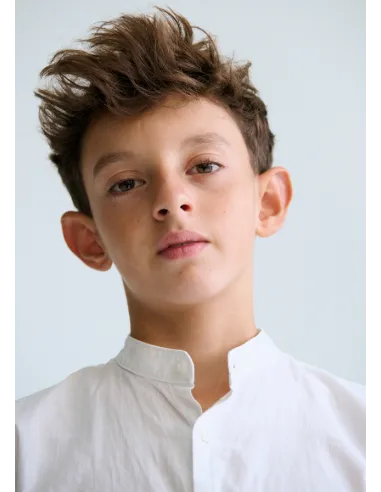 Camisa m/c cuello mao - Blanco    