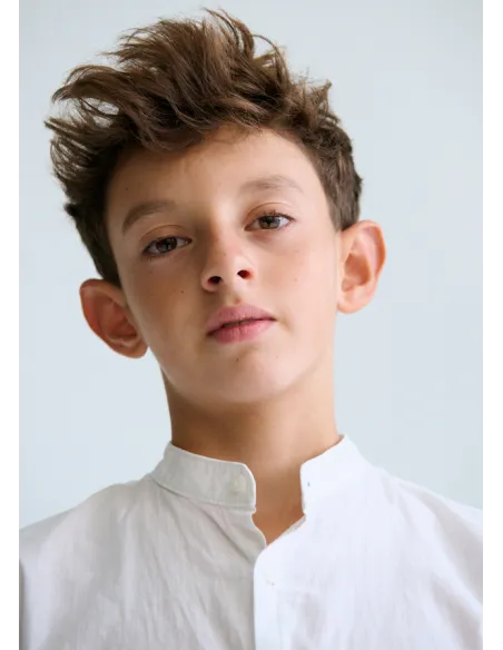 Camisa m/c cuello mao - Blanco    