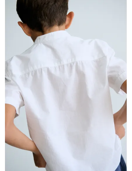 Camisa m/c cuello mao - Blanco    