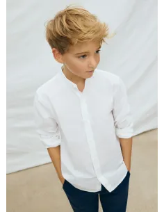 Camisa m/l cuello mao - Blanco    