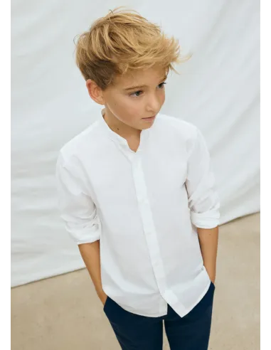 Camisa m/l cuello mao - Blanco    