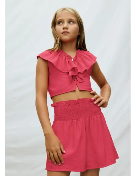 Conj. short volante - Coral     