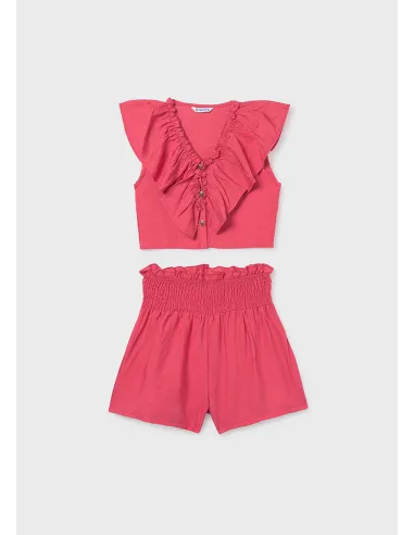 Conj. short volante - Coral     