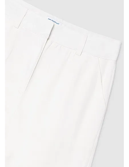 Pantalon largo cinta bordada - Crudo     